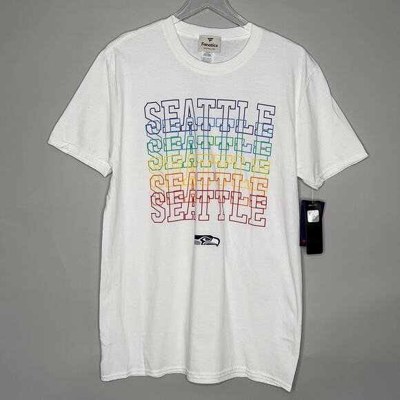 Seattle Seahawks L NEW Mens White City Pride Logo T-Shirt Short Sleeves - Picture 2 of 12